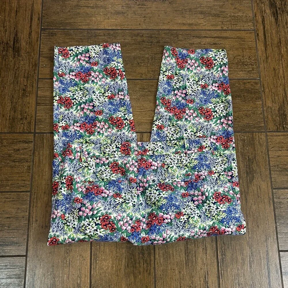 Talbots Perfect Skimmer Cottage Floral Cropped Pants Size 2
